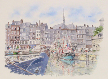 Named contemporary work « Honfleur », Made by RENé CHARLES KEROMNES