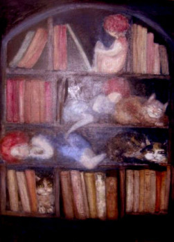 Named contemporary work « Bibliothèque aux chats », Made by BLANCHE MEYRIGNAC