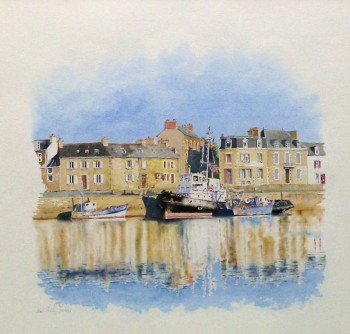 Named contemporary work « Port de Paimpol », Made by RENé CHARLES KEROMNES