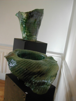 Named contemporary work « Les deux vases vert Véronèse », Made by MARTINE MENARD