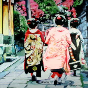 Contemporary work named « geisha fleurie », Created by CLOTILDE NADEL