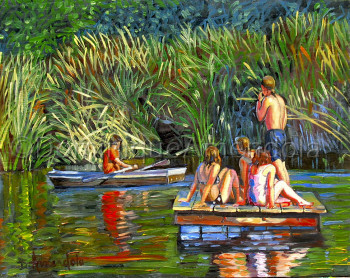 Named contemporary work « The bathers », Made by DOMINIQUE AMENDOLA