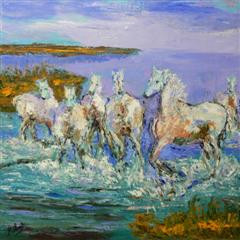 Named contemporary work « Chevaux de Camargue », Made by RAOUL RIBOT
