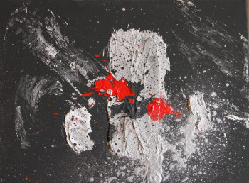 Named contemporary work « point linear noir rouge », Made by CAROL COMMET SESSACQ