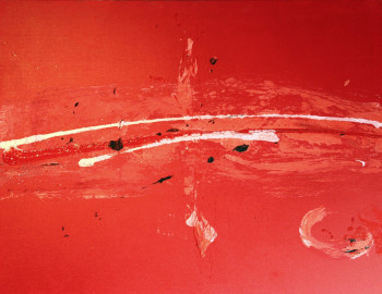 Named contemporary work « linear rose rouge », Made by CAROL COMMET SESSACQ