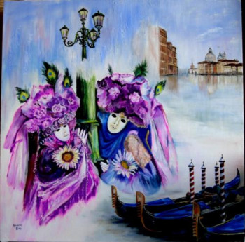 Named contemporary work « VENISE - Carnaval et gondoles », Made by SYLVIANE PETIT