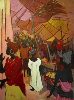 Contemporary work named « Jour de marché à M'BOUR », Created by JACKI COLSON
