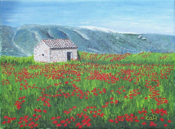 Named contemporary work « Coquelicots », Made by CATY