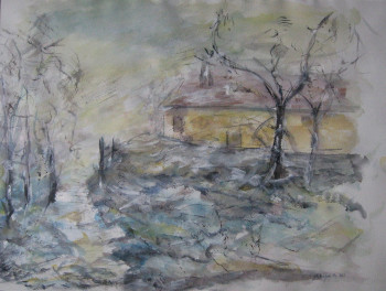 Named contemporary work « L'HIVER A LA CAMPAGNE », Made by JOSIE MB LEFEVRE