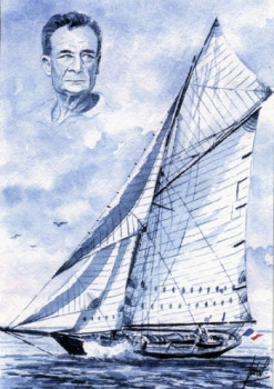 Named contemporary work « Hommage à Eric Tabarly », Made by JP-ARTISTE