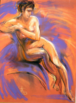 Named contemporary work « Pose orangée », Made by MICHèLE FAURE