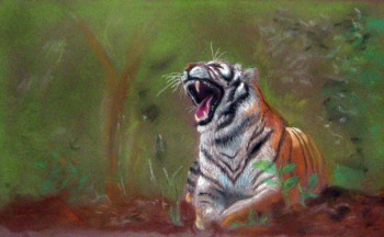 Named contemporary work « tiger in the jungle », Made by LAMINE REGGAD