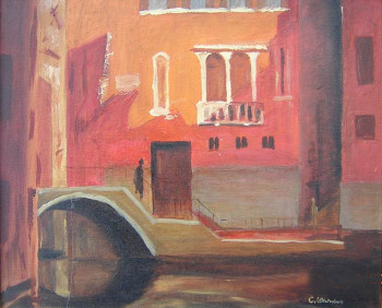 Named contemporary work « Venise la rouge », Made by CLAUDINE WINTREBERT