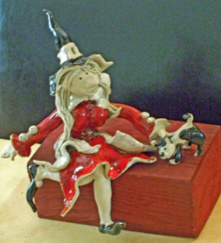 Named contemporary work « La petite sorcière au chat », Made by BOSC