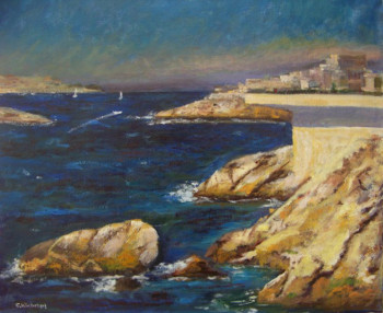Named contemporary work « Marseille,la corniche », Made by CLAUDINE WINTREBERT