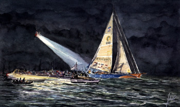 Named contemporary work « Vendée Globe arrivée Helen Macarthur », Made by JP-ARTISTE