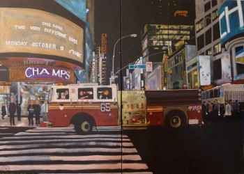 Named contemporary work « Fire Truck In New York », Made by BONNEAU-MARRON