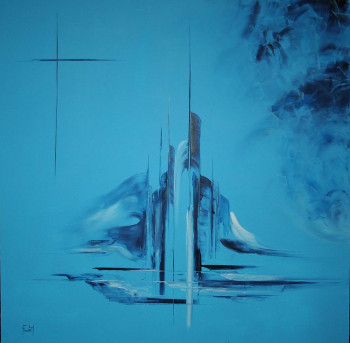 Named contemporary work « Ville bleue », Made by ETIENNE FOURCY