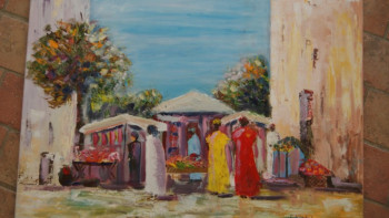 Named contemporary work « Marché africain », Made by CLAUDINE WINTREBERT