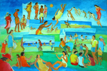 Contemporary work named « Scènes de plage à Cabo », Created by PHILIPPE LE MONIES DE SAGAZAN