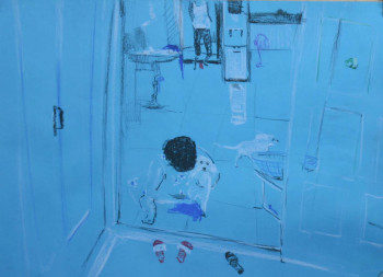 Named contemporary work « en bleu », Made by BEOM SOO KIM