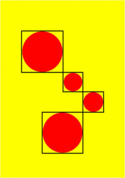 Named contemporary work « Red Circles on Yellow », Made by LONVIG