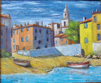 Named contemporary work « ST TROPEZ VIEUX PORT », Made by EDWARD