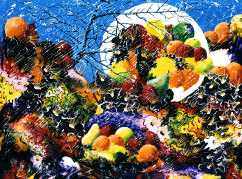 Named contemporary work « Éclipse de fruits - Mouvement carsonisme -  SOLD/VENDU - Estimation : 75 000  € », Made by CHARLES CARSON, GMBA, CREATEUR DU MOUVEMENT 'CARSONISME'