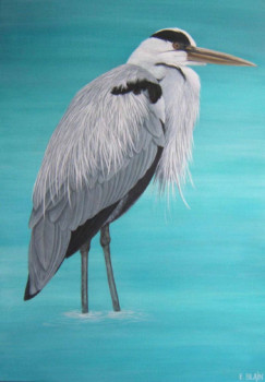 Named contemporary work « heron cendré », Made by ELIZABETH BLAIN