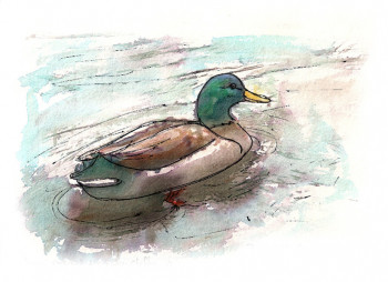 Named contemporary work « canard au bain », Made by JANPOL PORTALIS