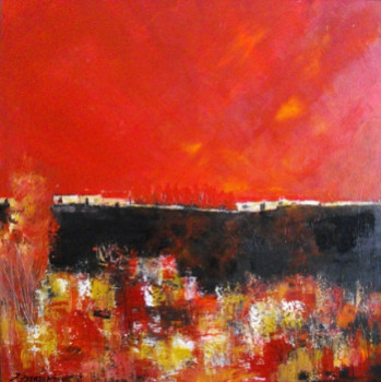 Named contemporary work « Soleil rouge II », Made by CHANTAL LONGEON