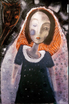 Named contemporary work « Petit chaperon rouge en mariée », Made by ELISWILK