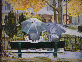 Named contemporary work « Pluie sur le parc », Made by GéRARD DUCHENE