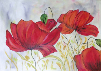 Named contemporary work « coquelicots 1 », Made by BERNI