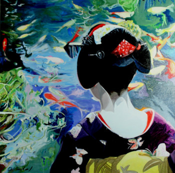 Contemporary work named « geisha au bassin », Created by CLOTILDE NADEL