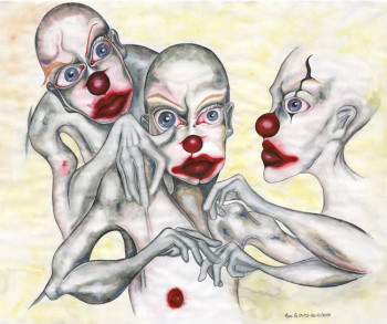 Named contemporary work « Clowns », Made by MARIE G