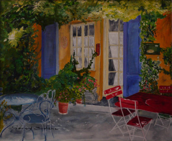 Named contemporary work « Le petit café provençal », Made by GéRARD DUCHENE