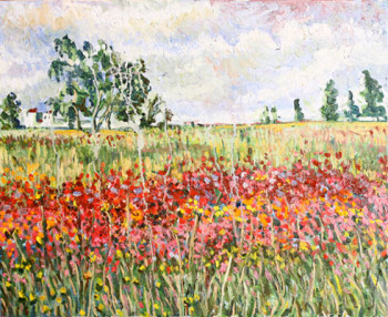 Named contemporary work « Field in flowers », Made by NAROLINA NATALIA