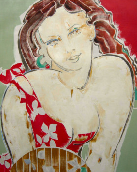 Contemporary work named « La tahitienne », Created by DELALEUF