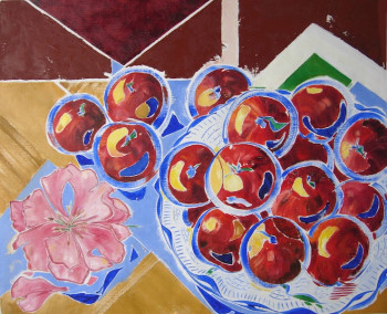 Contemporary work named « Pommes et camélia », Created by DELALEUF