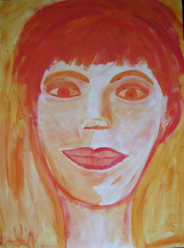 Named contemporary work « Visage femme orange », Made by CYRUS