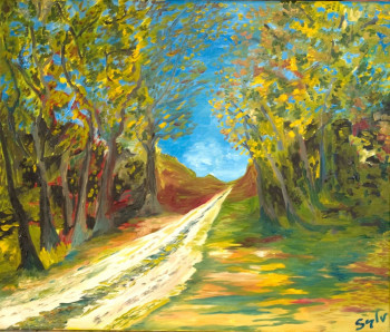 Named contemporary work « le petit chemin 1 », Made by SYLVAINSYLV