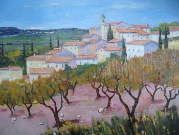 Named contemporary work « village de haute provence », Made by ALAIN COJAN
