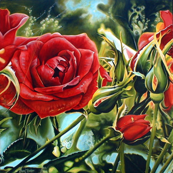 Named contemporary work « Carré de Roses », Made by BANGIL BOULAIN