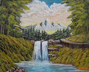 Named contemporary work « CASCADE MONTAGNES », Made by EDWARD