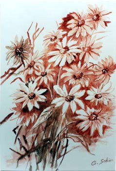 Named contemporary work « Marguerites sépia », Made by GENEVIEVE S.