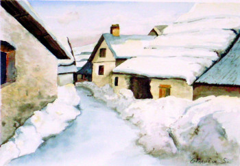 Named contemporary work « Ruelle à Névache », Made by GENEVIEVE S.