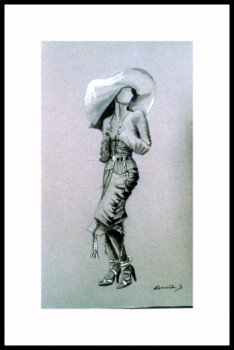 Named contemporary work « silhouette au chapeau », Made by GENEVIEVE S.