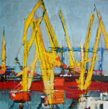 Named contemporary work « Yellow cranes », Made by CHRISTIAN MENARD