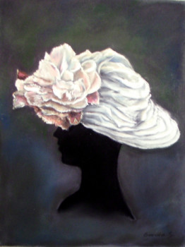 Named contemporary work « chapeau aux roses », Made by GENEVIEVE S.